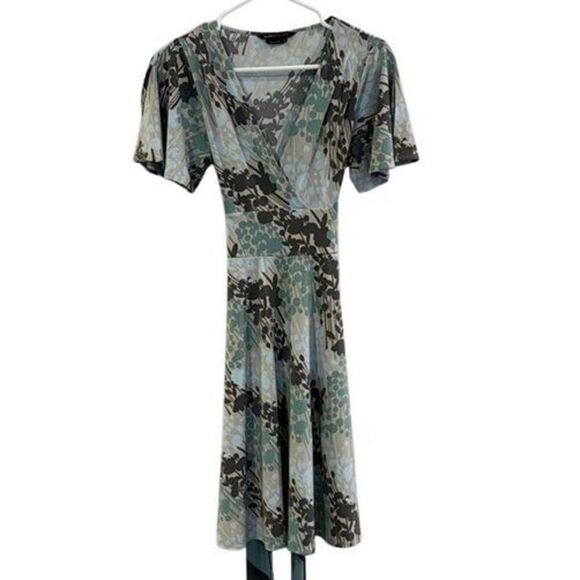 BCBG MaxAzria Gray Blue Faux Wrap Dress - Size 00 - Picture 8 of 10